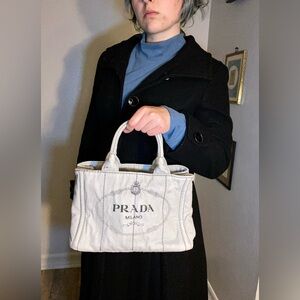 Prada Small Canapa Logo Tote